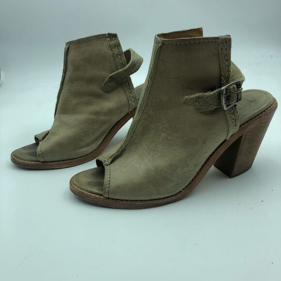 Frye Izzy Artisan Leather Cream Gray Open Toe heel Sling Sandals Women’s Size 7B - Picture 3 of 12